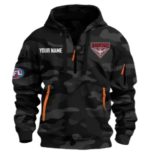Essendon Bombers Australian Football League Exclusive Logo Hoodie Half Zipper HOAFL080525A01ESS - Black