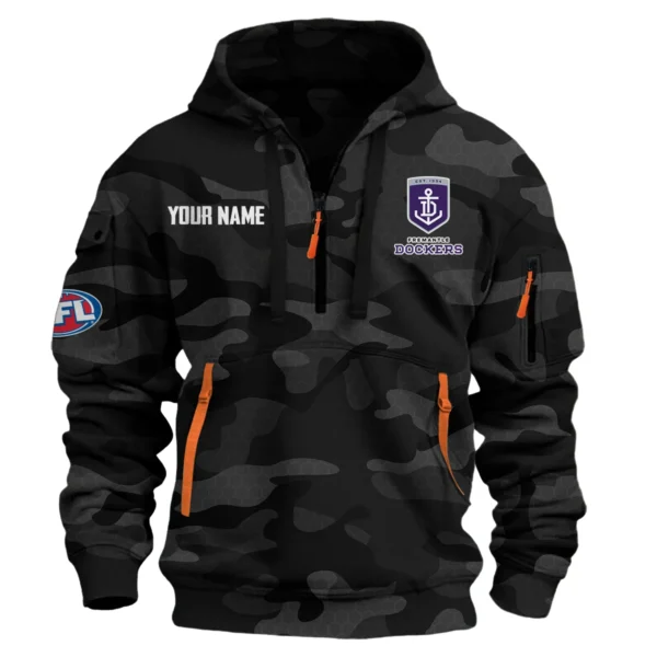 Fremantle Dockers Australian Football League Exclusive Logo Hoodie Half Zipper HOAFL080525A01FRE - Black