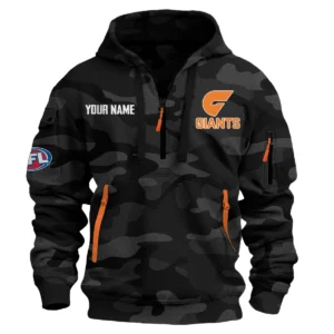 GWS Giants Australian Football League Exclusive Logo Hoodie Half Zipper HOAFL080525A01GWS - Black