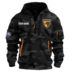 Hawthorn Hawks Australian Football League Exclusive Logo Hoodie Half Zipper HOAFL080525A01HAW - Black