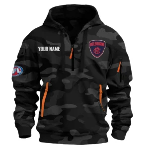 Melbourne Demons Australian Football League Exclusive Logo Hoodie Half Zipper HOAFL080525A01MELB - Black