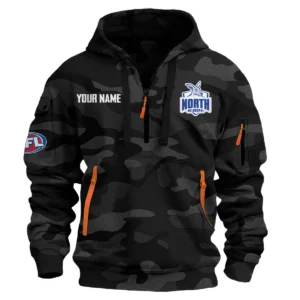 North Melbourne Kangaroos Australian Football League Exclusive Logo Hoodie Half Zipper HOAFL080525A01NMFC - Black