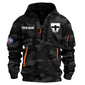 St Kilda Saints Australian Football League Exclusive Logo Hoodie Half Zipper HOAFL080525A01STK - Black