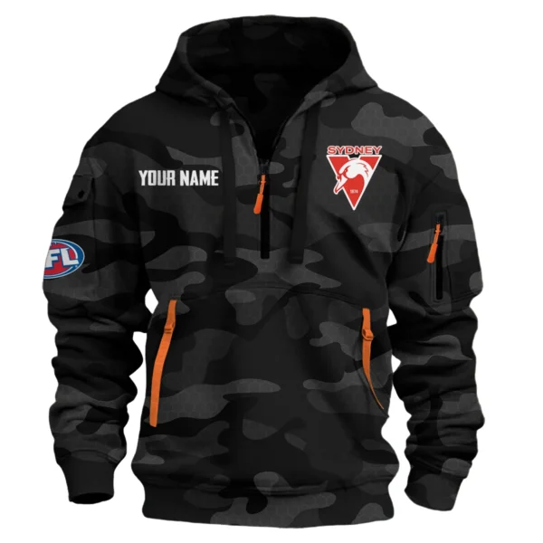 Sydney Swans Australian Football League Exclusive Logo Hoodie Half Zipper HOAFL080525A01SYD - Black