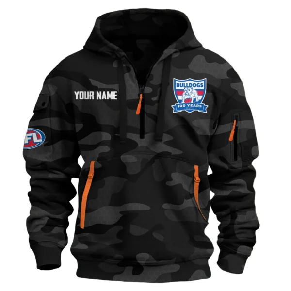 Western Bulldogs Australian Football League Exclusive Logo Hoodie Half Zipper HOAFL080525A01WB - Black