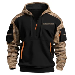 Bar Crusher Exclusive Logo Hoodie Half Zipper Fishing QTFS290525A1BCR - Brown