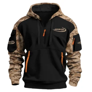 Hooker Boats Exclusive Logo Hoodie Half Zipper Fishing QTFS290525A1HOO - Brown