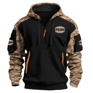 Penn Fishing Exclusive Logo Hoodie Half Zipper Fishing QTFS290525A1PES - Brown