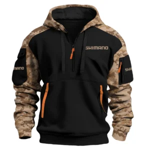 Shimano Exclusive Logo Hoodie Half Zipper Fishing QTFS290525A1SHI - Brown