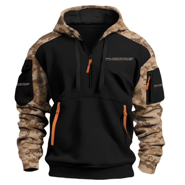 whittley boats Exclusive Logo Hoodie Half Zipper Fishing QTFS290525A1WHB - Brown