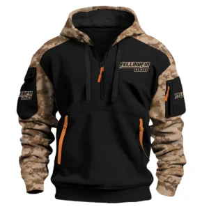 Yellowfin Plate Exclusive Logo Hoodie Half Zipper Fishing QTFS290525A1YPB - Brown