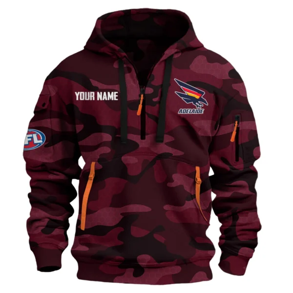Adelaide Crows Australian Football League Exclusive Logo Hoodie Half Zipper HOAFL080525A01ADEL - Burgundy