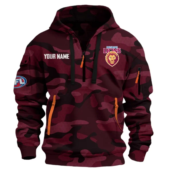 Brisbane Lions Australian Football League Exclusive Logo Hoodie Half Zipper HOAFL080525A01BL - Burgundy
