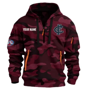 Carlton Blues Australian Football League Exclusive Logo Hoodie Half Zipper HOAFL080525A01CARL - Burgundy
