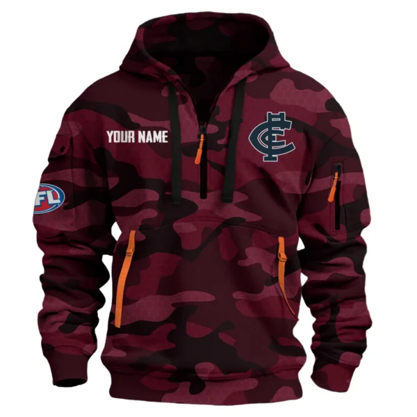 Carlton Blues Australian Football League Exclusive Logo Hoodie Half Zipper HOAFL080525A01CARL - Burgundy