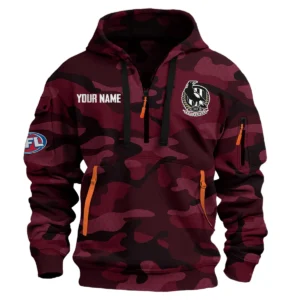 Collingwood Magpies Australian Football League Exclusive Logo Hoodie Half Zipper HOAFL080525A01COLL - Burgundy