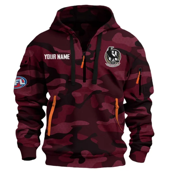 Collingwood Magpies Australian Football League Exclusive Logo Hoodie Half Zipper HOAFL080525A01COLL - Burgundy
