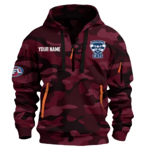 Geelong Cats Australian Football League Exclusive Logo Hoodie Half Zipper HOAFL080525A01GEEL - Burgundy