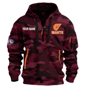 GWS Giants Australian Football League Exclusive Logo Hoodie Half Zipper HOAFL080525A01GWS - Burgundy