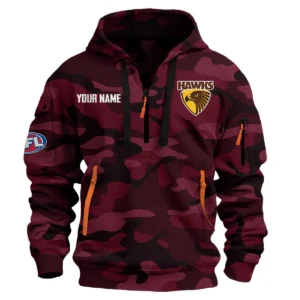 Hawthorn Hawks Australian Football League Exclusive Logo Hoodie Half Zipper HOAFL080525A01HAW - Burgundy