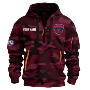 Melbourne Demons Australian Football League Exclusive Logo Hoodie Half Zipper HOAFL080525A01MELB - Burgundy