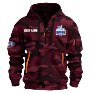 North Melbourne Kangaroos Australian Football League Exclusive Logo Hoodie Half Zipper HOAFL080525A01NMFC - Burgundy