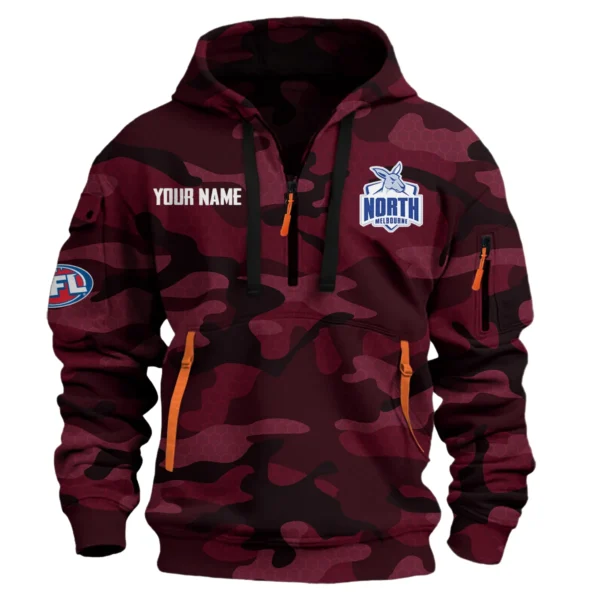 North Melbourne Kangaroos Australian Football League Exclusive Logo Hoodie Half Zipper HOAFL080525A01NMFC - Burgundy
