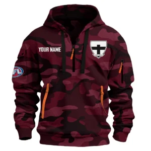St Kilda Saints Australian Football League Exclusive Logo Hoodie Half Zipper HOAFL080525A01STK - Burgundy