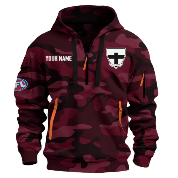 St Kilda Saints Australian Football League Exclusive Logo Hoodie Half Zipper HOAFL080525A01STK - Burgundy