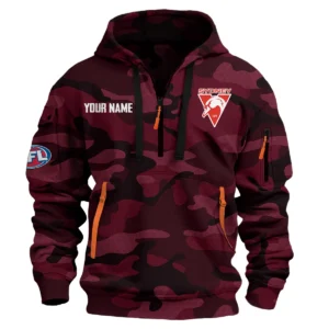 Sydney Swans Australian Football League Exclusive Logo Hoodie Half Zipper HOAFL080525A01SYD - Burgundy
