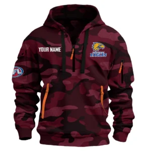 West Coast Eagles Australian Football League Exclusive Logo Hoodie Half Zipper HOAFL080525A01WCE - Burgundy