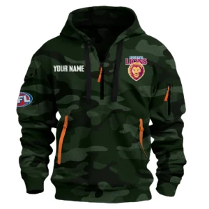 Brisbane Lions Australian Football League Exclusive Logo Hoodie Half Zipper HOAFL080525A01BL - Dark Green