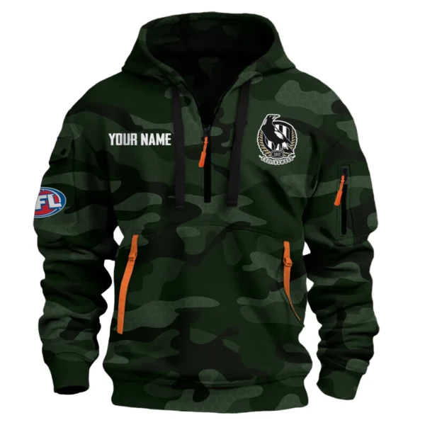 Collingwood Magpies Australian Football League Exclusive Logo Hoodie Half Zipper HOAFL080525A01COLL - Dark Green