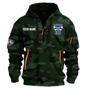 Geelong Cats Australian Football League Exclusive Logo Hoodie Half Zipper HOAFL080525A01GEEL - Dark Green