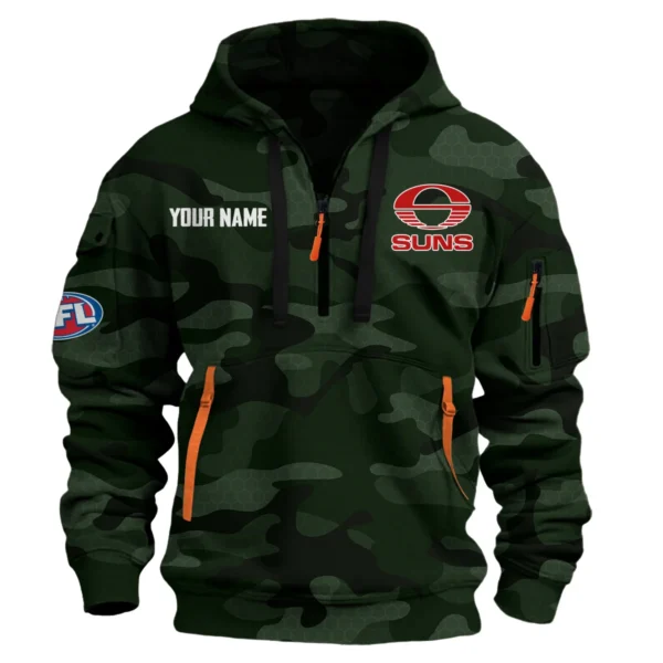 Gold Coast SUNS Australian Football League Exclusive Logo Hoodie Half Zipper HOAFL080525A01GCFC - Dark Green