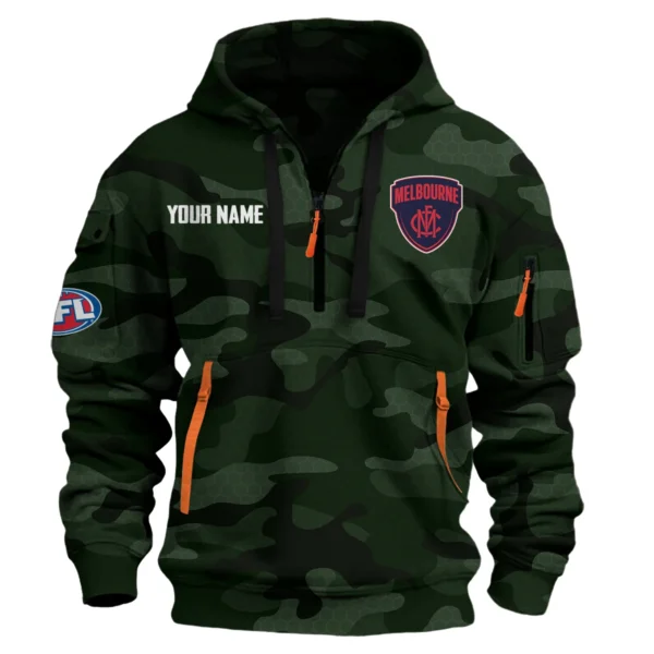 Melbourne Demons Australian Football League Exclusive Logo Hoodie Half Zipper HOAFL080525A01MELB - Dark Green
