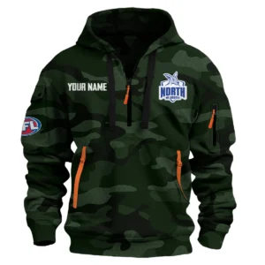 North Melbourne Kangaroos Australian Football League Exclusive Logo Hoodie Half Zipper HOAFL080525A01NMFC - Dark Green