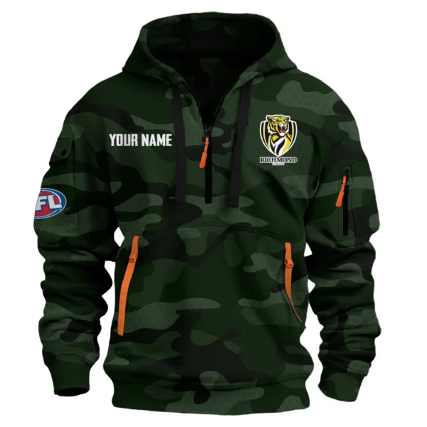 Richmond Tigers Australian Football League Exclusive Logo Hoodie Half Zipper HOAFL080525A01RICH - Dark Green