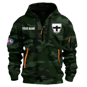 St Kilda Saints Australian Football League Exclusive Logo Hoodie Half Zipper HOAFL080525A01STK - Dark Green