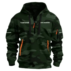 Bar Crusher Exclusive Logo Hoodie Half Zipper Fishing QTFS200525A1BCR - Dark Green