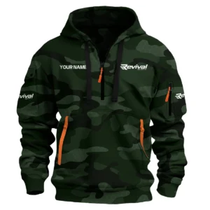 Revival Boats Exclusive Logo Hoodie Half Zipper Fishing QTFS200525A1RVB - Dark Green