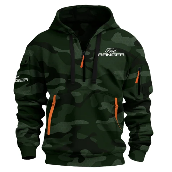 Ford Ranger Ute Exclusive Logo Hoodie Half Zipper QTUT160525A1FR - Dark Green