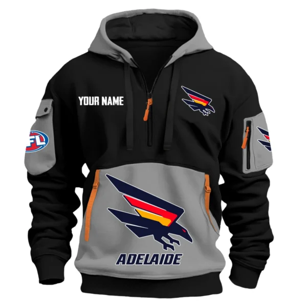 Adelaide Crows Australian Football League Exclusive Logo Hoodie Half Zipper HOAFL0090525A01ADEL - Gray