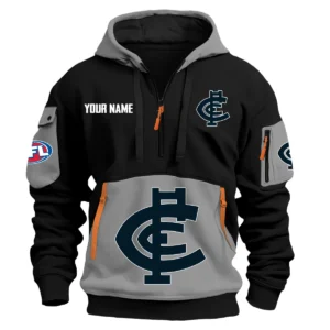 Carlton Blues Australian Football League Exclusive Logo Hoodie Half Zipper HOAFL0090525A01CARL - Gray
