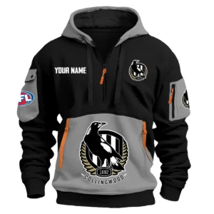 Collingwood Magpies Australian Football League Exclusive Logo Hoodie Half Zipper HOAFL0090525A01COLL - Gray