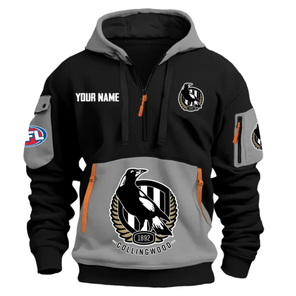 Collingwood Magpies Australian Football League Exclusive Logo Hoodie Half Zipper HOAFL0090525A01COLL - Gray