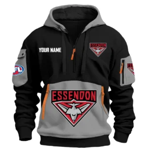 Essendon Bombers Australian Football League Exclusive Logo Hoodie Half Zipper HOAFL0090525A01ESS - Gray