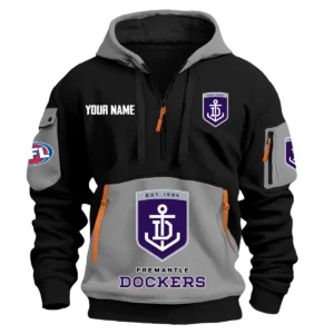 Fremantle Dockers Australian Football League Exclusive Logo Hoodie Half Zipper HOAFL0090525A01FRE - Gray