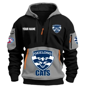 Geelong Cats Australian Football League Exclusive Logo Hoodie Half Zipper HOAFL0090525A01GEEL - Gray