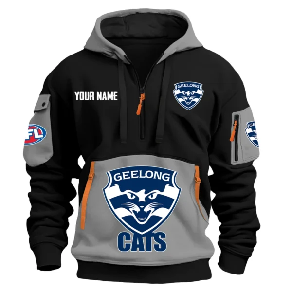 Geelong Cats Australian Football League Exclusive Logo Hoodie Half Zipper HOAFL0090525A01GEEL - Gray